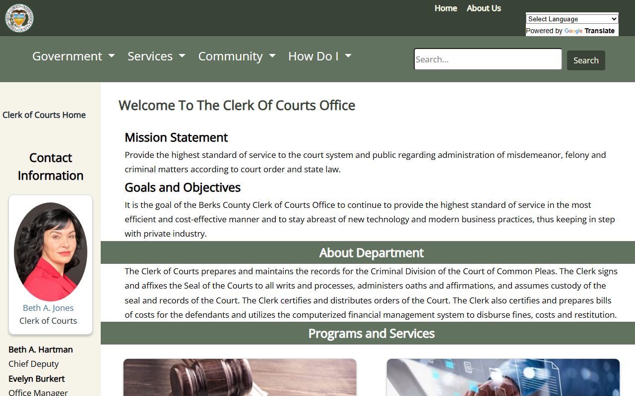 Berks County court dockets Clerk of Courts criminal records page