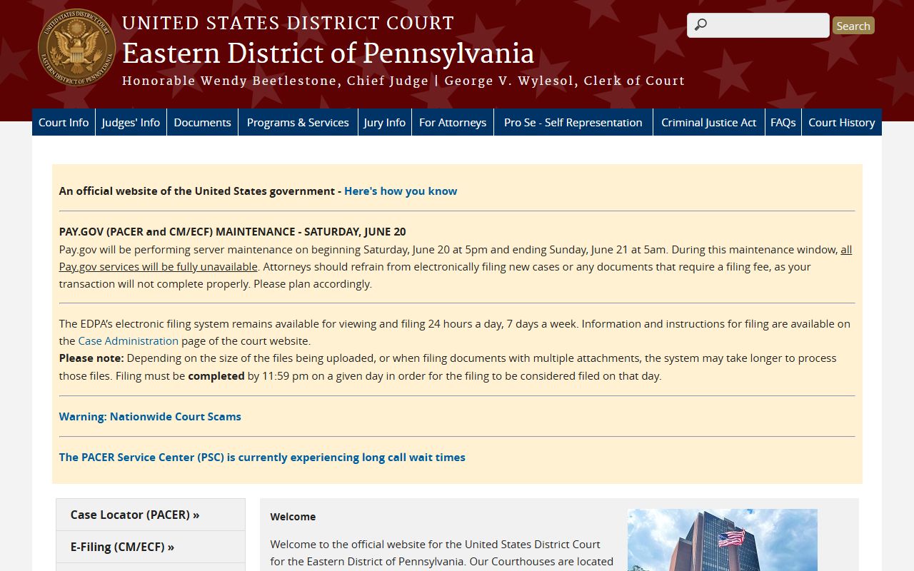 Berks County court dockets Eastern District of Pennsylvania federal court
