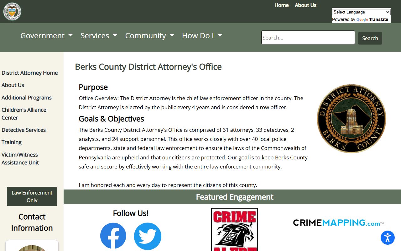 Berks County criminal court records District Attorney source