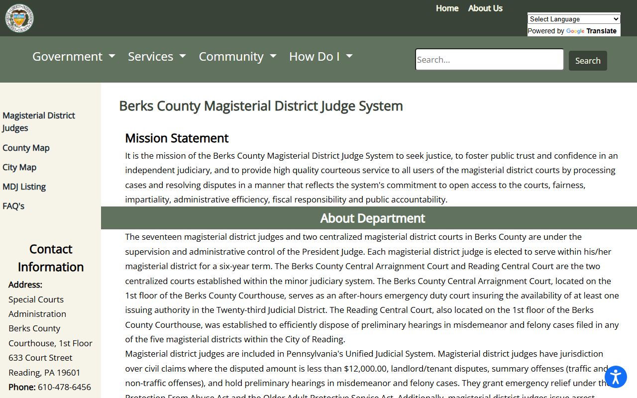 Berks County Court of Common Pleas and magisterial district court records