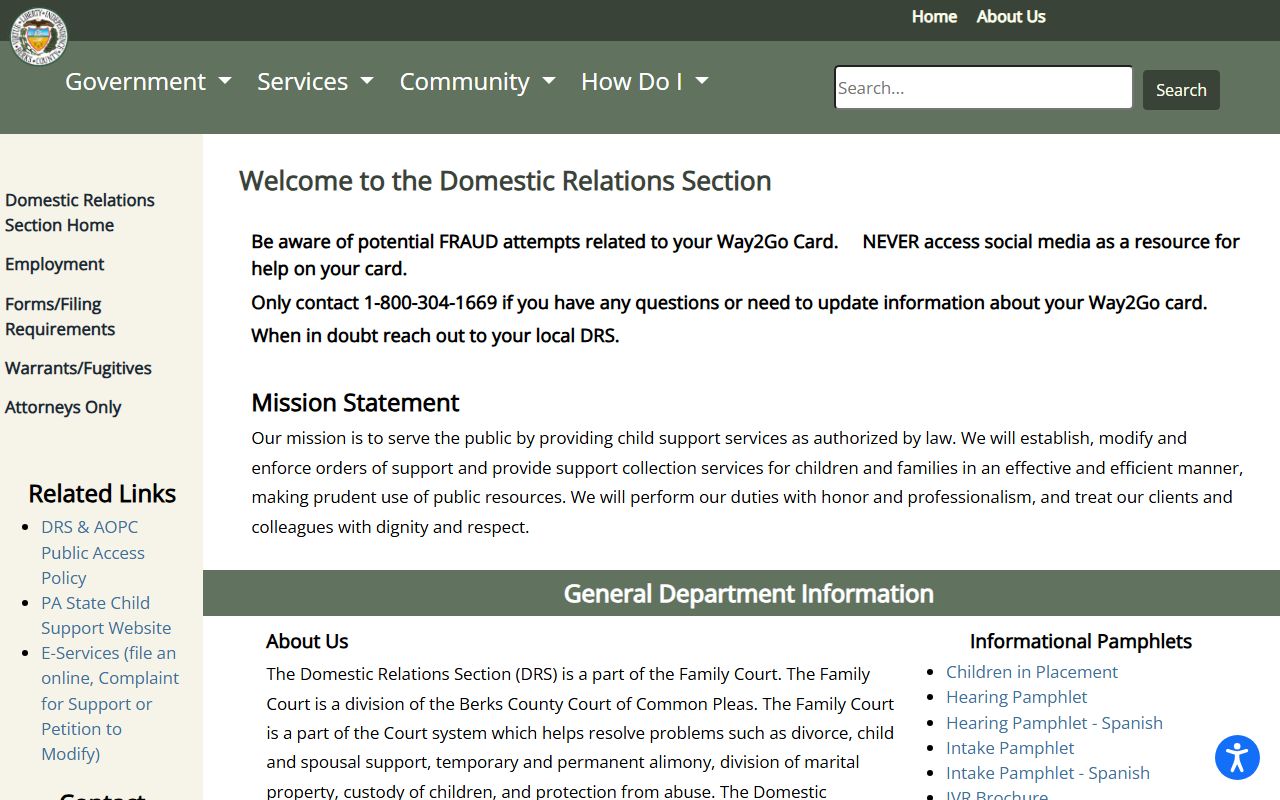 Berks County divorce records Domestic Relations and Family Court